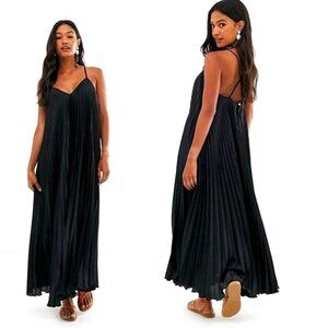 Luxe Spell RIVER ISLAND Long Maxi Dress Pleated Open Back Gypsy London Time S